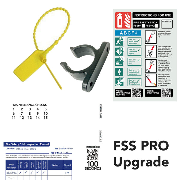 FSS PRO Upgrade - Retro-fit Kits to PRO versions  - Loose Tamper-tag, extra clip, installation and inspection sticker, optional signs